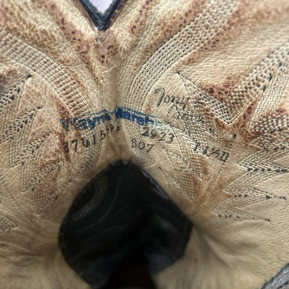 Tony Lama Vintage Classic Black Vibram Sole Western Cowboy Boots Mens 11.5 D - Picture 5 of 12